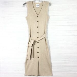 PINK ROSE Knit Button Down Bodycon Midi Dress